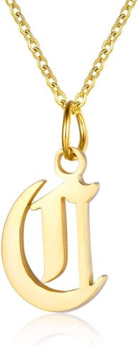 Letter Necklaces for Women Personalized Necklaces 18K Gold Plated Initial Pendant Old English Name Necklaces A-Z Bridesmaid Gift for Girls in Saudi Arabia