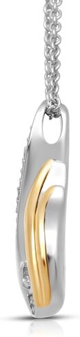 Jewelili الاسترليني الفضة و 10 كيلو الذهب الأصفر 1/10 Cttw الذهب الأبيض الطبيعي جولة الماس قلادة على شكل دمعة 18 بوصة سلسلة كابل, معدن, ألماس in Saudi Arabia