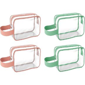 فأس المنجل 4 حزمة حقيبة مستحضرات التجميل واضحة للماء البلاستيك حقيبة منظم مع سحاب المحمولة واضحة ماكياج حقيبة مستحضرات التجميل للسفر الحمام منظم أدوات الزينة in Kuwait