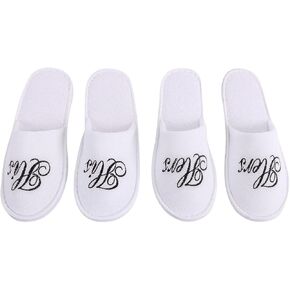 Romance Helpers Couple Slipper Gift Set | Set of 2 White Matching Spa Hotel Bath Slippers for Couples
