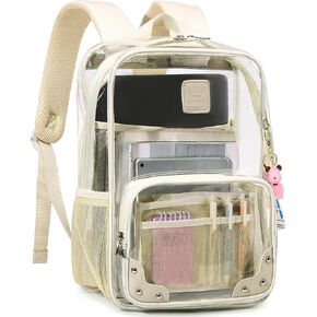 Caoroky knight Clear Backpack Heavy Duty Transparent Laptop Backpacks 15.6 Inch See Through TPU Travel Daypack Large College Bookbag for Women Men Teens Girls Boys students-Black in Kuwait