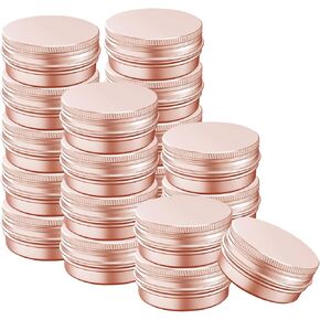 4 oz Aluminum Tin Jar with Screw Cap Refillable Container for Cosmetic, Lip Balm, Cream, Rose Gold 20 Pcs.