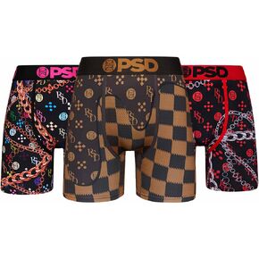 PSD Men's Monogram Luxe Mid Length 3-Pack Boxer Briefs, Multi, L in Saudi Arabia