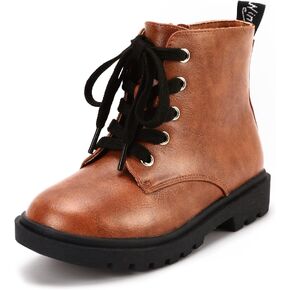 PANDANINJIA Christina Boys Girls Short Ankle Boots Fashion Dress Booties Waterproof Combat Shoes with Zipper for Toddler Little Kid