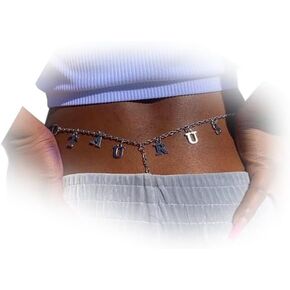 Rhinestone Constellation Letter Belly Chain Body Jewelry Metal Waist Chain Belt Lower Back Chain Crystal Body Chain for Women