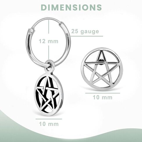 Adeley الفضة الاسترليني 2 أزواج أقراط هوب الخماسي وأقراط الخماسي، أقراط ساحرة، أقراط غير متماثلة، أقراط ساحرة، أقراط هوب القوطي، مجوهرات ساحرة للنساء، مجوهرات الويكا in Kuwait