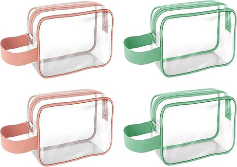 فأس المنجل 4 حزمة حقيبة مستحضرات التجميل واضحة للماء البلاستيك حقيبة منظم مع سحاب المحمولة واضحة ماكياج حقيبة مستحضرات التجميل للسفر الحمام منظم أدوات الزينة in Kuwait