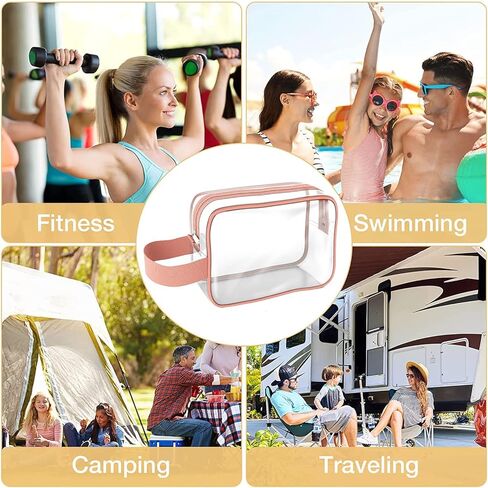 فأس المنجل 4 حزمة حقيبة مستحضرات التجميل واضحة للماء البلاستيك حقيبة منظم مع سحاب المحمولة واضحة ماكياج حقيبة مستحضرات التجميل للسفر الحمام منظم أدوات الزينة in Kuwait