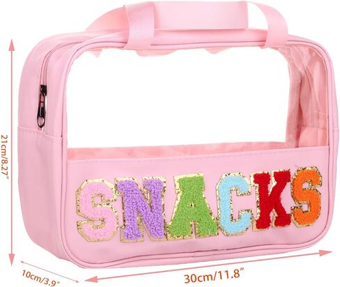 Chenille Letter Clear PVC And PU leather Large Travel Cosmetic Toiletry Storage Bag Waterproof Makeup Tote Bag Organizer Bag for Women(MAMA-Pink) in Kuwait