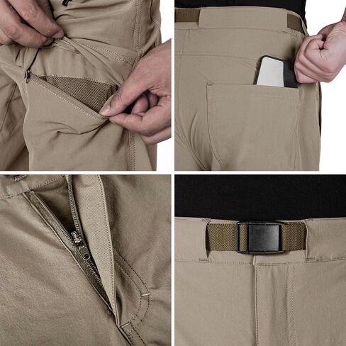 FREE SOLDIER Men's Outdoor Cargo Hiking Pants with Belt Lightweight Waterproof Quick Dry Tactical Pants Nylon Spandex in Kuwait