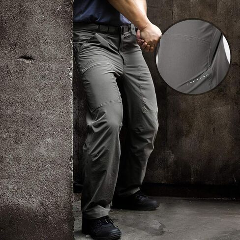 FREE SOLDIER Men's Outdoor Cargo Hiking Pants with Belt Lightweight Waterproof Quick Dry Tactical Pants Nylon Spandex in Kuwait