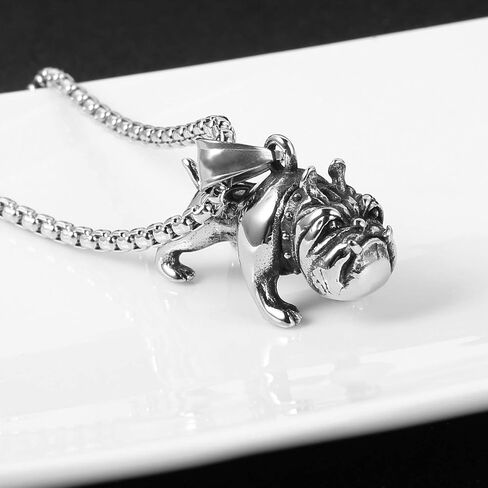 HZMAN Pet Jewelry 3D Bulldog Stainlss الفولاذ قلادة الكلب in Saudi Arabia