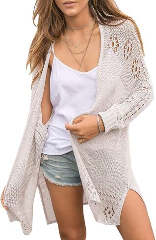 Misassy Womens Open Front Knit Sheer Cardigans Summer Boho Lightweight Long Sleeve Kimono Long Sweater in Kuwait