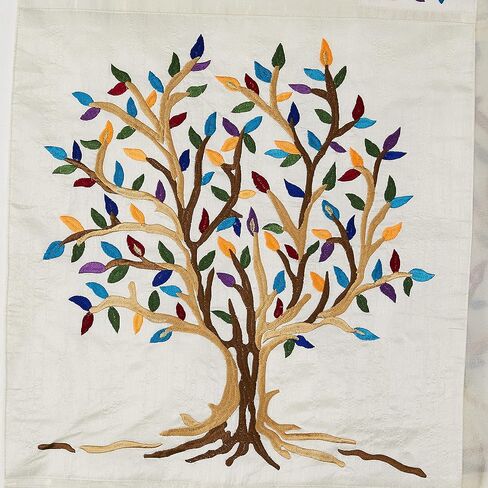 هدايا Majestic Giftware Tallit قطن/بوليستر مع حقيبة مطرزة حريرية وشجرة حياة متعددة الألوان من Kippah، 16 بوصة × 70 بوصة in Kuwait