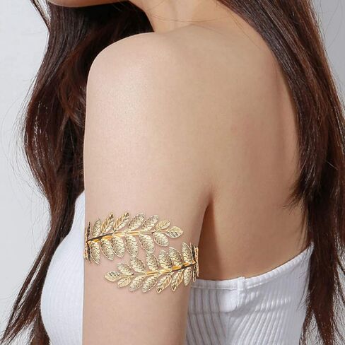 FUNRUN JEWELRY 4 قطع من عصابة رأس الآلهة اليونانية مجموعة مجوهرات الزفاف مجموعة مجوهرات الزفاف الرومانية من أوراق الغار فرع التاج سوار الذراع العلوي للنساء للحفلات in Kuwait