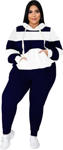 أطقم ملابس رياضية للسيدات من Tycorwd مقاس كبير مكونة من قطعتين وأكمام طويلة in Kuwait