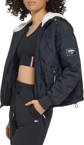 Tommy Hilfiger Women's Lightweight Onion Quilting Woven Logo Patch on Sleeve Jacket in Saudi Arabia
