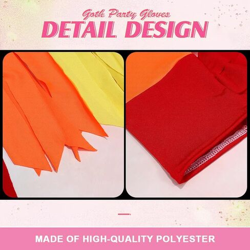 Yikisdy Fashion Rainbow Tassel Glove Fingerless Sexy Gloves Satin Glove Stretchy Goth Party Dance Costume for Women and Girls (Rainbow) in Kuwait