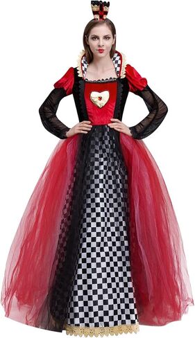 IBTOM CASTLE Women Queen Costume - Adult Cosplay Halloween Costume with Crown Queen Fancy Dress Up Carnival Birthday Party in Saudi Arabia