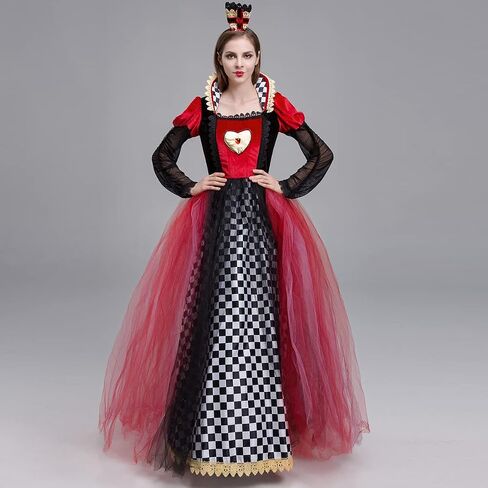 IBTOM CASTLE Women Queen Costume - Adult Cosplay Halloween Costume with Crown Queen Fancy Dress Up Carnival Birthday Party in Saudi Arabia