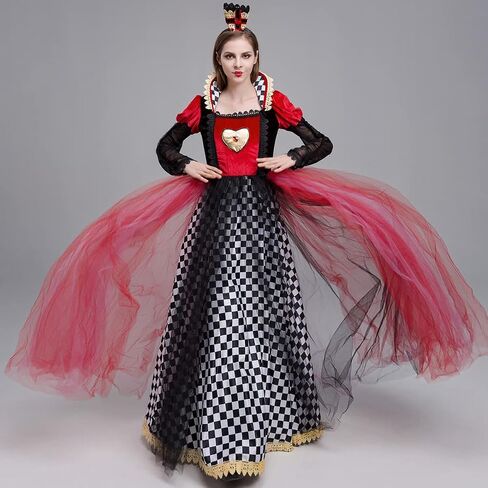 IBTOM CASTLE Women Queen Costume - Adult Cosplay Halloween Costume with Crown Queen Fancy Dress Up Carnival Birthday Party in Saudi Arabia