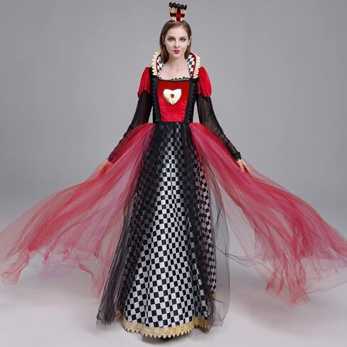 IBTOM CASTLE Women Queen Costume - Adult Cosplay Halloween Costume with Crown Queen Fancy Dress Up Carnival Birthday Party in Saudi Arabia