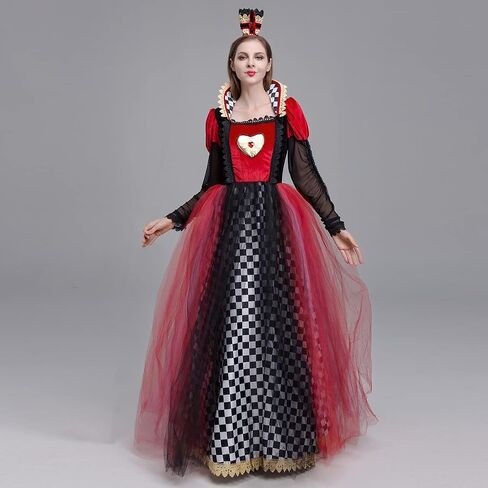 IBTOM CASTLE Women Queen Costume - Adult Cosplay Halloween Costume with Crown Queen Fancy Dress Up Carnival Birthday Party in Saudi Arabia
