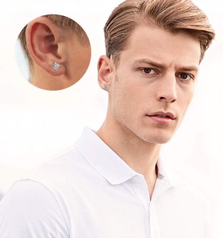 AOBOCO Sterling Silver Stud Earrings 5-7mm Hypoallergenic Earrings for Women 14K White Gold Plated Simple Chic Studs Earring for Men Christmas Holiday Gifts in Saudi Arabia