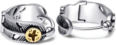 أقراط ZTISEEM من الفولاذ المقاوم للصدأ، أقراط دائرية من الريش العتيق للرجال والنساء (B) in Kuwait