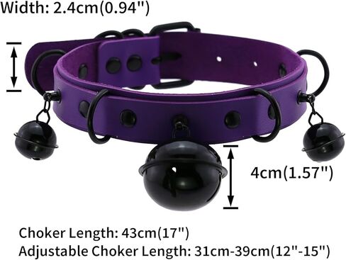 FM FM42 Multicolor PU Simulated Leather Black-tone Silver-tone 4cm Large Bell Rivets Neckband Choker Necklace in Saudi Arabia
