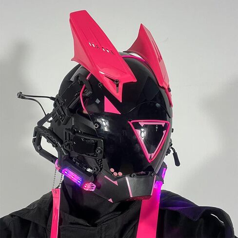 قناع KYEDAY Punk Cosplay للرجال والنساء، قناع ضوء مثلث LED للحفلات التنكرية للهالوين مناسب للحفلات الموسيقية والمهرجانات in Kuwait