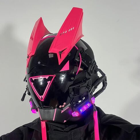قناع KYEDAY Punk Cosplay للرجال والنساء، قناع ضوء مثلث LED للحفلات التنكرية للهالوين مناسب للحفلات الموسيقية والمهرجانات in Kuwait