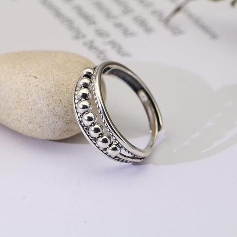 قطعتان من خواتم مضادة للقلق للنساء والرجال من ليتين، خاتم فيدجيت باند مع حلقات خرز دوارة لتقليل القلق، للجنسين قابل للتعديل من خيوط الغزل قابلة للتعديل مقاس 6-10 (فضي), معدن, بدون أحجار كريمة in Kuwait