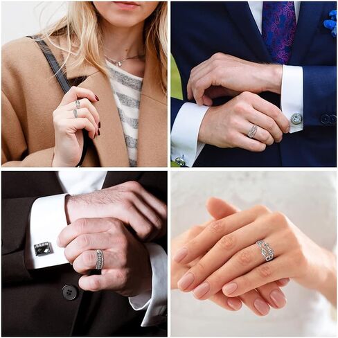 قطعتان من خواتم مضادة للقلق للنساء والرجال من ليتين، خاتم فيدجيت باند مع حلقات خرز دوارة لتقليل القلق، للجنسين قابل للتعديل من خيوط الغزل قابلة للتعديل مقاس 6-10 (فضي), معدن, بدون أحجار كريمة in Kuwait