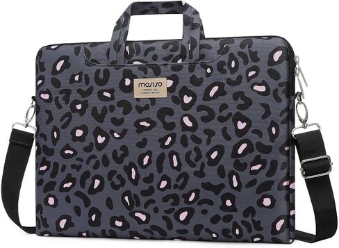 MOSISO Laptop Bag for Women, 15 inch Computer Bag Compatible with MacBook, HP, Dell, Lenovo, Asus, Notebook, 15.6 inch Laptop Messenger Shoulder Bag with Strap, Pink Cheetah Print Black Base in Saudi Arabia