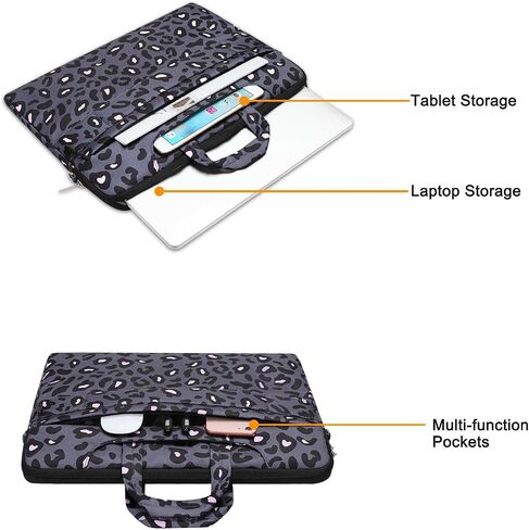 MOSISO Laptop Bag for Women, 15 inch Computer Bag Compatible with MacBook, HP, Dell, Lenovo, Asus, Notebook, 15.6 inch Laptop Messenger Shoulder Bag with Strap, Pink Cheetah Print Black Base in Saudi Arabia