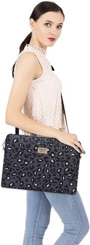 MOSISO Laptop Bag for Women, 15 inch Computer Bag Compatible with MacBook, HP, Dell, Lenovo, Asus, Notebook, 15.6 inch Laptop Messenger Shoulder Bag with Strap, Pink Cheetah Print Black Base in Saudi Arabia