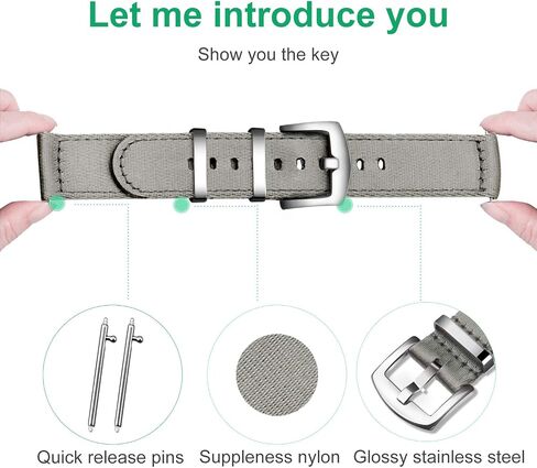 ULLCHRO Nylon Watch Strap Replacement Canvas Watch Band Military Army Men Women - 18mm, 20mm, 22mm, 24mm Watch Bracelet with Stainless Steel Silver Buckle in Saudi Arabia
