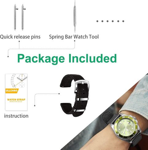 ULLCHRO Nylon Watch Strap Replacement Canvas Watch Band Military Army Men Women - 18mm, 20mm, 22mm, 24mm Watch Bracelet with Stainless Steel Silver Buckle in Kuwait