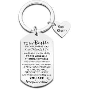 Ivinan سلسلة المفاتيح هدايا للنساء عيد ميلاد فريد من نوعه أفضل صديق الروح الأخت سلاسل المفاتيح الصداقة أفضل صديق الأخت عيد الميلاد شكرا لك يعرض التشجيع الملهم، الفضة in Kuwait