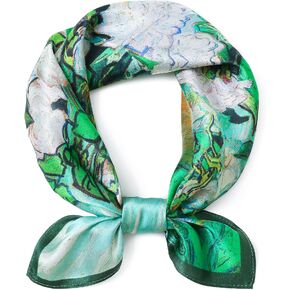 STARWHISPER 100% Real Mulberry Silk Scarf -21''x 21''-Lightweight Small Square Neckerchief Hair Scarf for Sleeping