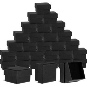 Sasylvia 200 Pack Kraft Cardboard Earring Ring Box 1.77'' x 1.77'' x 1.18'' Square Jewelry Ring Gift Box with Foam Insert Black Small Jewelry Boxes Packaging Earring Ring Boxes for Wedding in Saudi Arabia