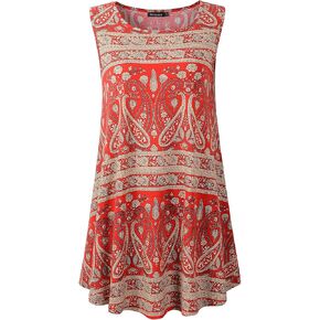 Veranee Women's Sleeveless Swing Tunic Summer Floral Flare Tank Top