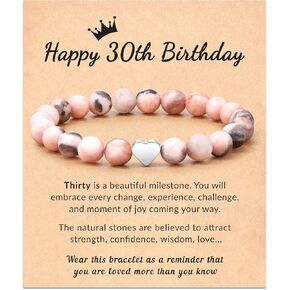 ASKRAIN سوار على شكل قلب ساحر هدايا عيد الميلاد 21 و30 و40 للنساء والفتيات سوار من الحجر الطبيعي in Kuwait