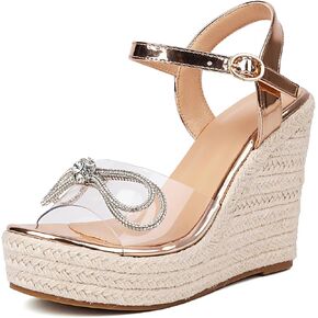 صنادل Maqiyike Espadrille بكعب عريض للنساء صيفية بحزام كاحل مفتوح عند الأصابع in Kuwait