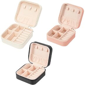 LETURE 3 قطع منظم صندوق مجوهرات صغير للنساء للسفر، منظم مجوهرات صغير محمول للسفر صندوق تخزين لعرض الخواتم والأقراط والقلائد والهدايا (3 قطع وردي) in Kuwait