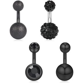 Ruifan 14G 6mm 1/4 Inch 316L Surgical Steel Crystal Ferido CZ Short Belly Earring Navel Button Rings 4-6PCS