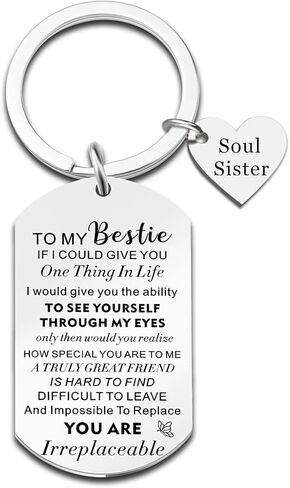 Ivinan سلسلة المفاتيح هدايا للنساء عيد ميلاد فريد من نوعه أفضل صديق الروح الأخت سلاسل المفاتيح الصداقة أفضل صديق الأخت عيد الميلاد شكرا لك يعرض التشجيع الملهم، الفضة in Kuwait