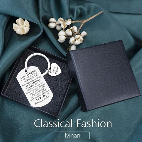 Ivinan سلسلة المفاتيح هدايا للنساء عيد ميلاد فريد من نوعه أفضل صديق الروح الأخت سلاسل المفاتيح الصداقة أفضل صديق الأخت عيد الميلاد شكرا لك يعرض التشجيع الملهم، الفضة in Kuwait