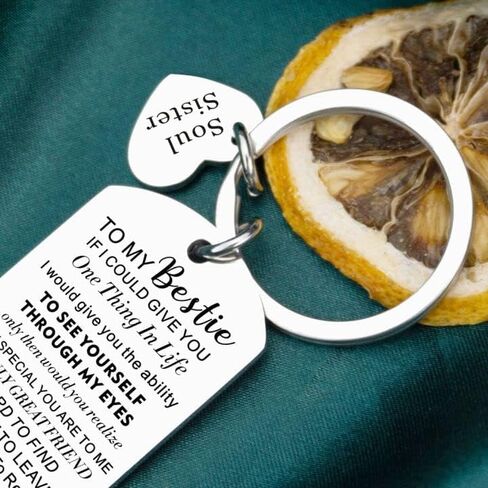 Ivinan سلسلة المفاتيح هدايا للنساء عيد ميلاد فريد من نوعه أفضل صديق الروح الأخت سلاسل المفاتيح الصداقة أفضل صديق الأخت عيد الميلاد شكرا لك يعرض التشجيع الملهم، الفضة in Kuwait